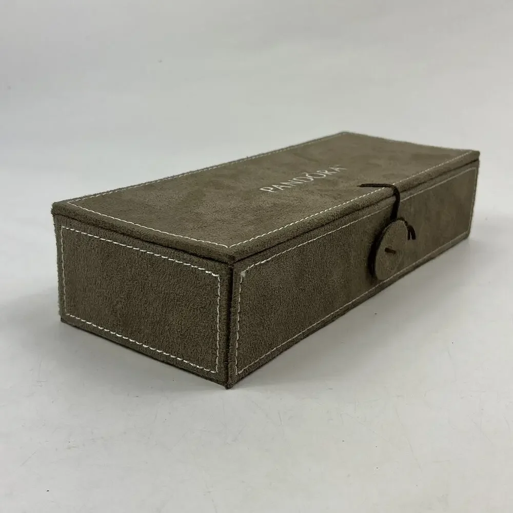 Pandora Jewelry Box Charm Case Suede Organizer Brown Multi Tray Inserts Set